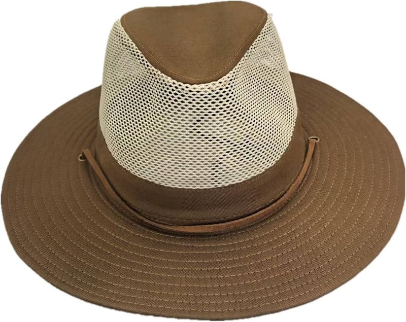 TUREVIEW Store Men's Flat Wide Brim Mesh Safari Outdoor Hat Panama Hat Travel Fishing Hiking with Windproof - Image 2